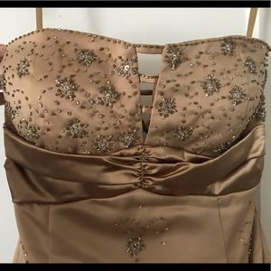 Formal gold beaded prom dress